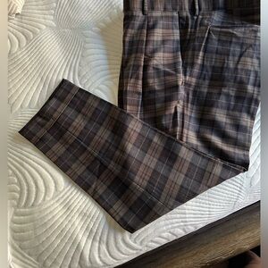 TODD SNYDER BLUE PLAID SLACKS 38W